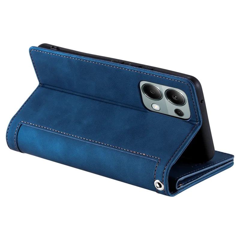 Para Xiaomi Redmi Note 13 Pro 4G / Poco M6 Pro 4G Capa com Zíper de Couro com 9 Slots para Cartão - Azul