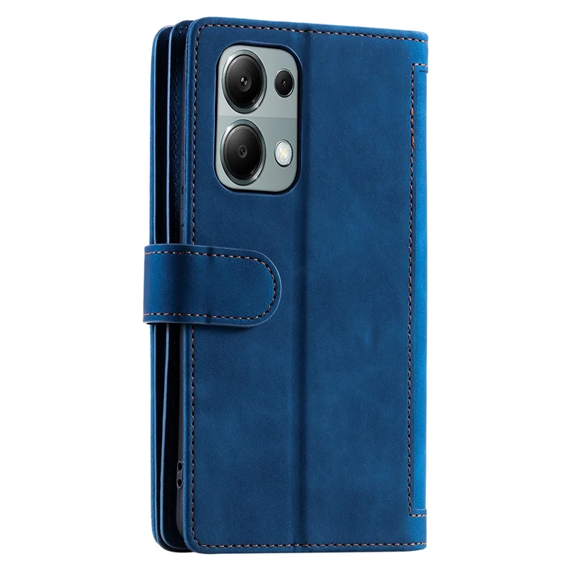 Para Xiaomi Redmi Note 13 Pro 4G / Poco M6 Pro 4G Capa com Zíper de Couro com 9 Slots para Cartão - Azul