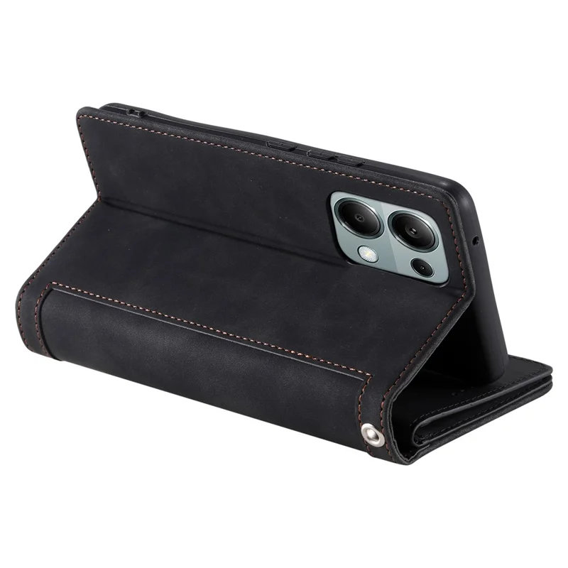For Xiaomi Redmi Note 13 Pro 4G / Poco M6 Pro 4G Case Zipper Leather Cover with 9 Card Slots - Black