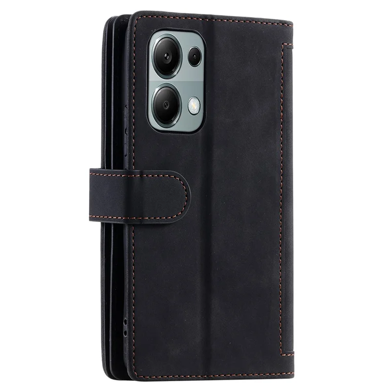 For Xiaomi Redmi Note 13 Pro 4G / Poco M6 Pro 4G Case Zipper Leather Cover with 9 Card Slots - Black