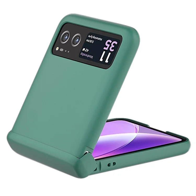 For Motorola Razr 40 5G Case Skin-Touch Hinge Protection Phone Cover - Dark Green