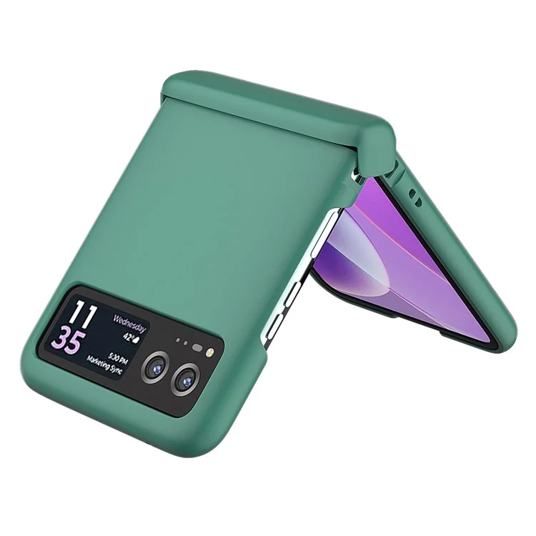 For Motorola Razr 40 5G Case Skin-Touch Hinge Protection Phone Cover - Dark Green