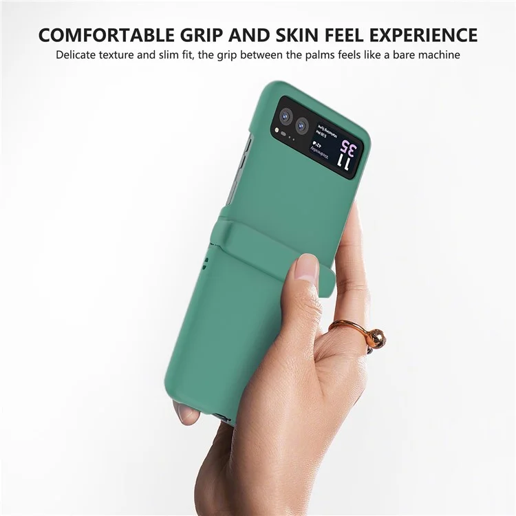For Motorola Razr 40 5G Case Skin-Touch Hinge Protection Phone Cover - Dark Green