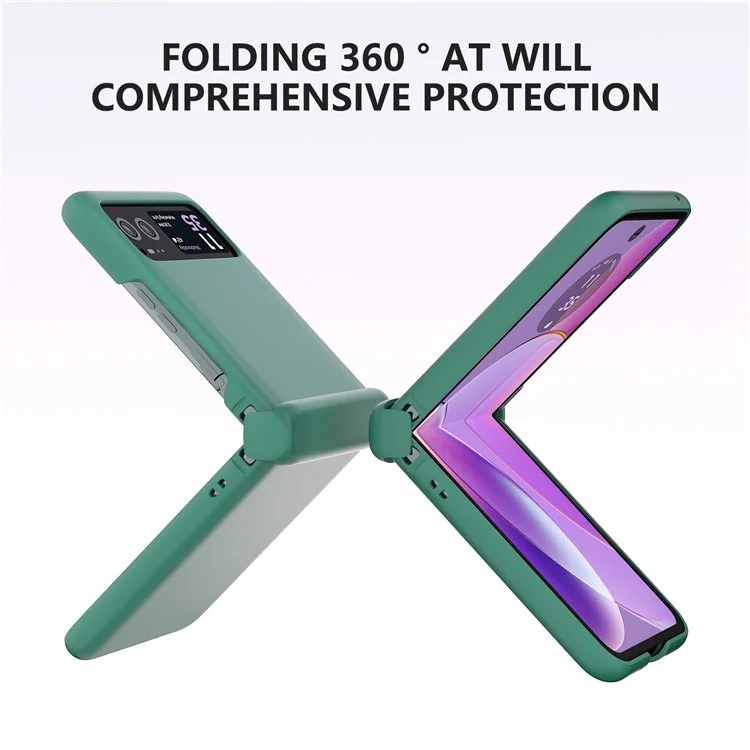 For Motorola Razr 40 5G Case Skin-Touch Hinge Protection Phone Cover - Dark Green