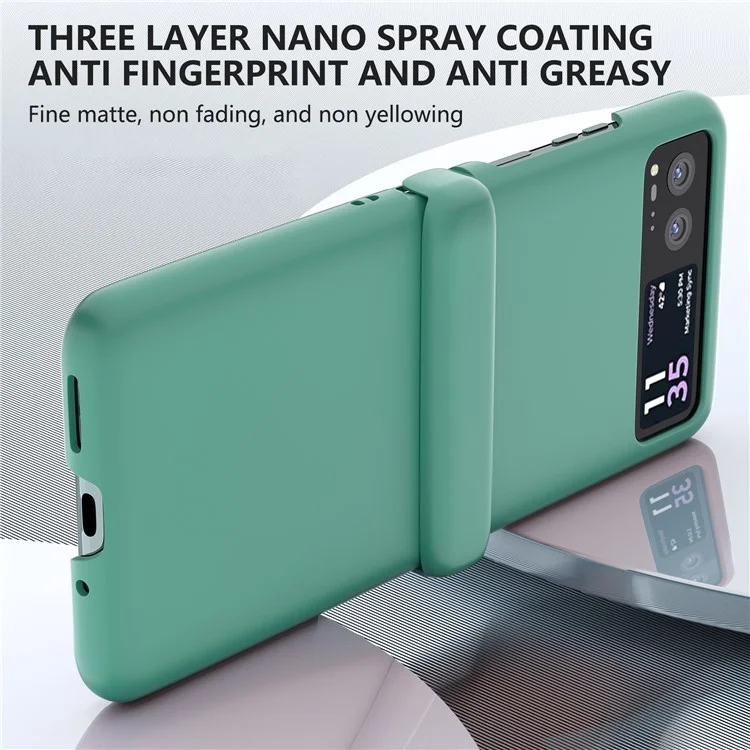 For Motorola Razr 40 5G Case Skin-Touch Hinge Protection Phone Cover - Dark Green