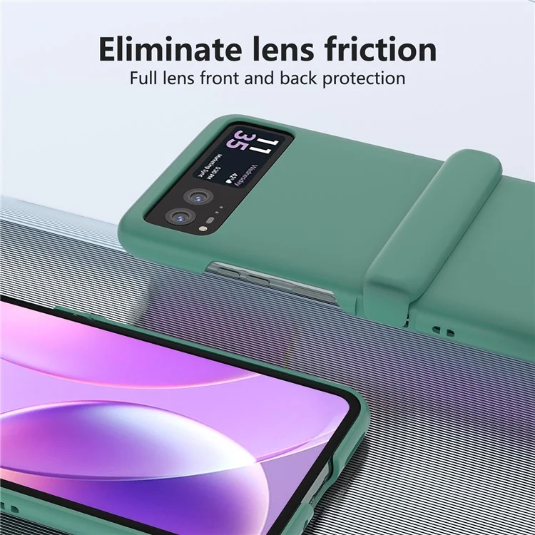 For Motorola Razr 40 5G Case Skin-Touch Hinge Protection Phone Cover - Dark Green