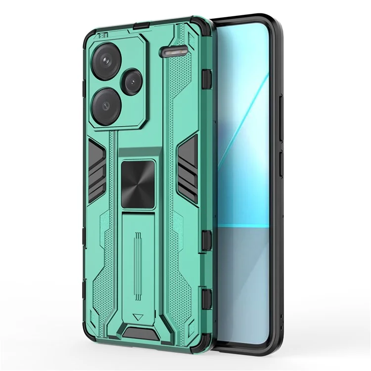 For Xiaomi Redmi Note 13 Pro+ 5G Case PC + TPU Dual Layer Kickstand Phone Cover - Green