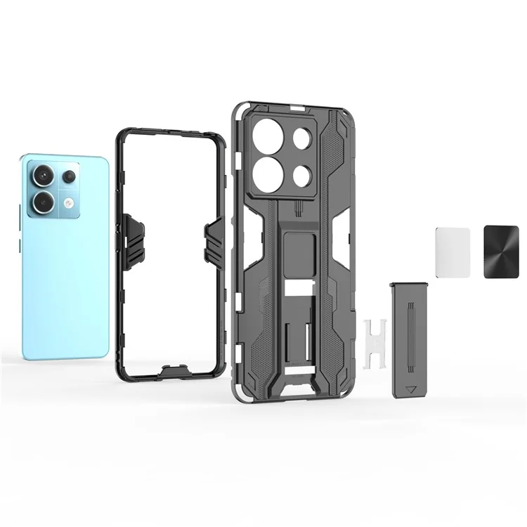 For Xiaomi Redmi Note 13 Pro 5G / Poco X6 5G Kickstand Case Anti-drop Phone Cover - Silver