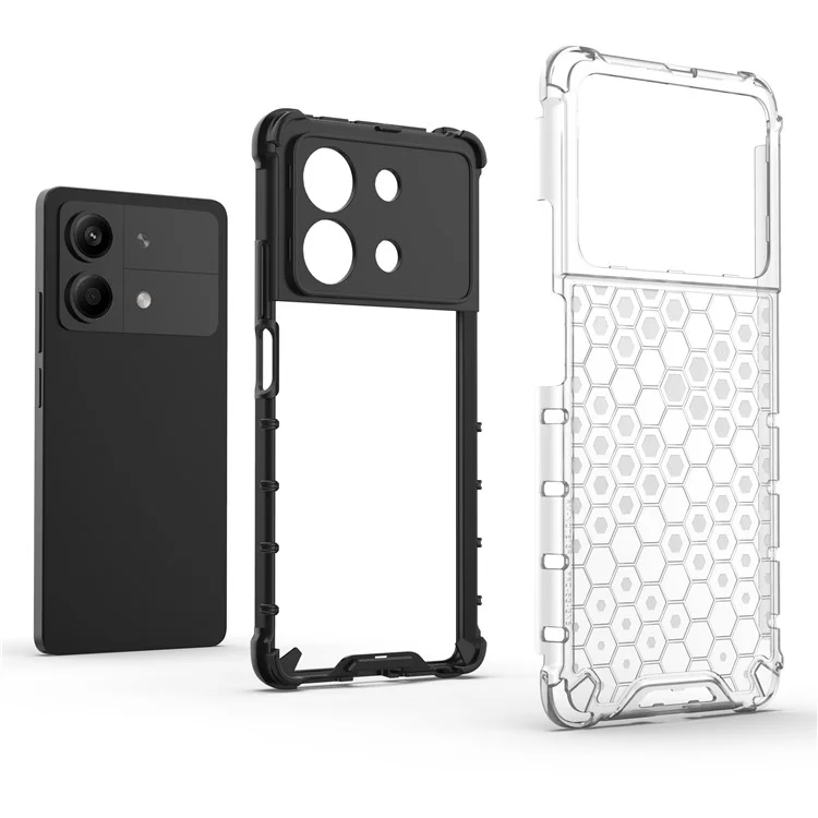 Für Xiaomi Redmi Note 13R Pro 5G Handyhülle mit Wabendesign, Stoßfeste Abdeckung - Grau