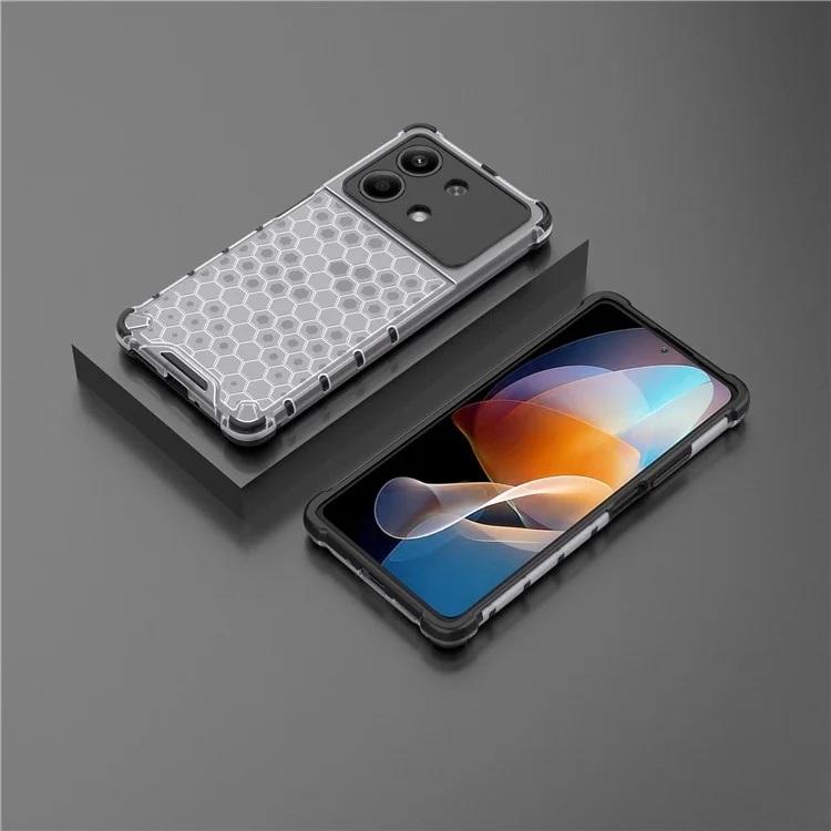Für Xiaomi Redmi Note 13R Pro 5G Handyhülle mit Wabendesign, Stoßfeste Abdeckung - Grau