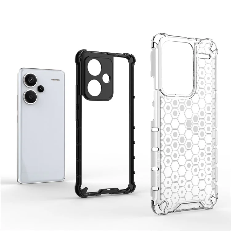 For Xiaomi Redmi Note 13 Pro+ 5G Case PC + TPU Phone Cover Honeycomb Design - Grey