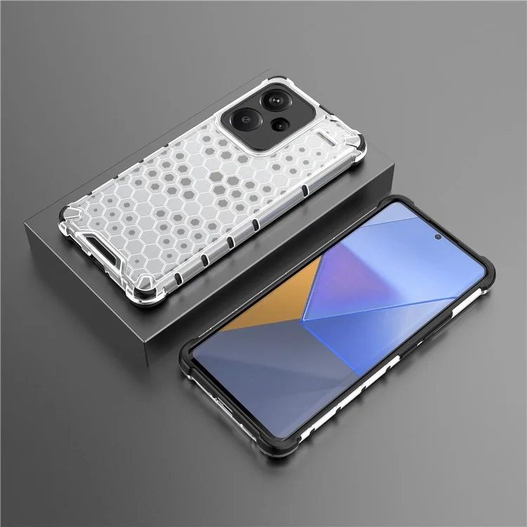 For Xiaomi Redmi Note 13 Pro+ 5G Case PC + TPU Phone Cover Honeycomb Design - Grey