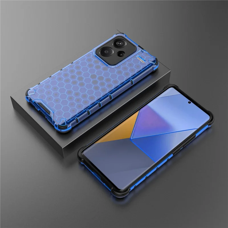 For Xiaomi Redmi Note 13 Pro+ 5G Case PC + TPU Phone Cover Honeycomb Design - Blue