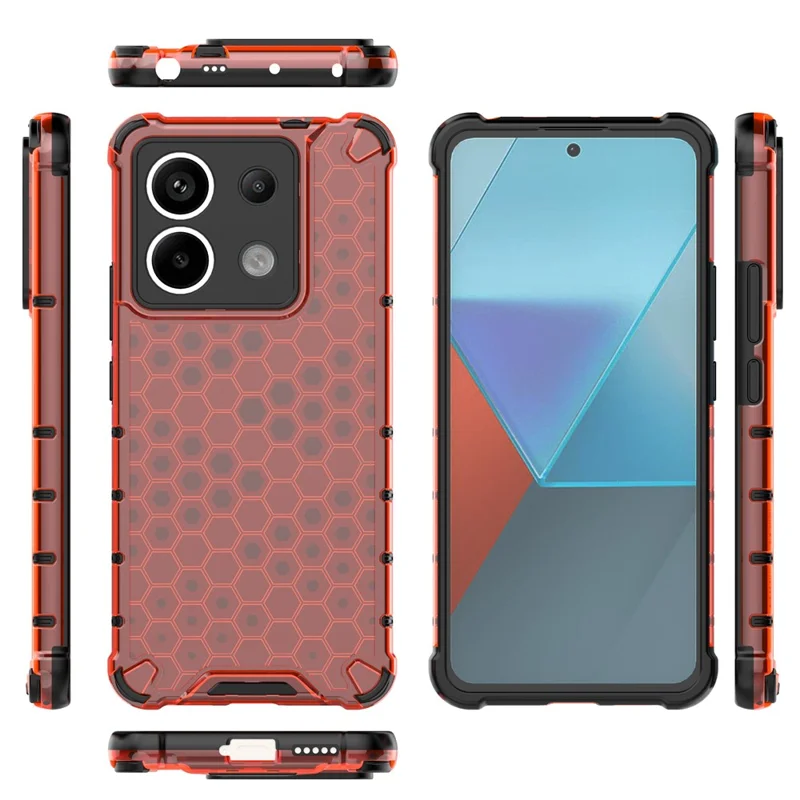 For Xiaomi Redmi Note 13 Pro 5G / Poco X6 5G Phone Case Soft TPU Hard PC Back Cover - Red