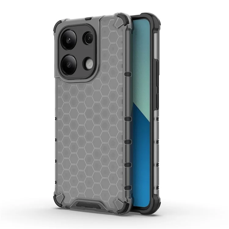 For Xiaomi Redmi Note 13 4G Case Honeycomb Design PC + TPU Phone Cover - Black