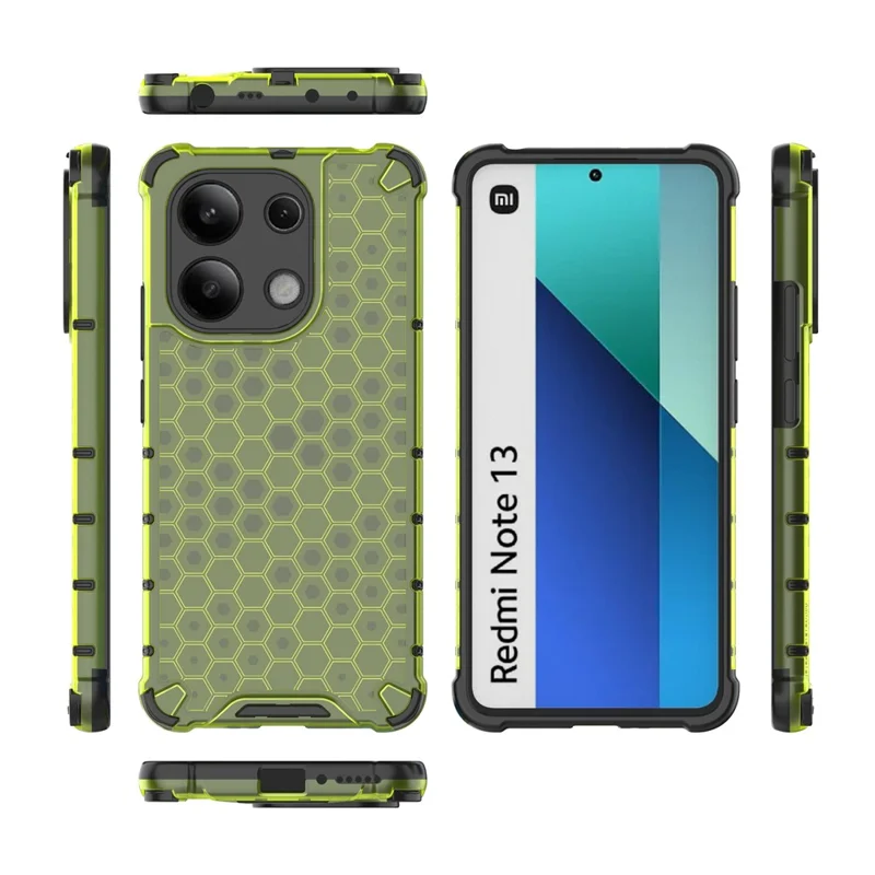 For Xiaomi Redmi Note 13 4G Case Honeycomb Design PC + TPU Phone Cover - Green