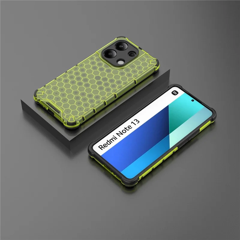 For Xiaomi Redmi Note 13 4G Case Honeycomb Design PC + TPU Phone Cover - Green