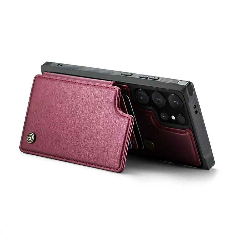For Samsung Galaxy S24 Ultra Phone Case CASEME C22 Leather Back Cover with RFID Blocking Card Slots - Red