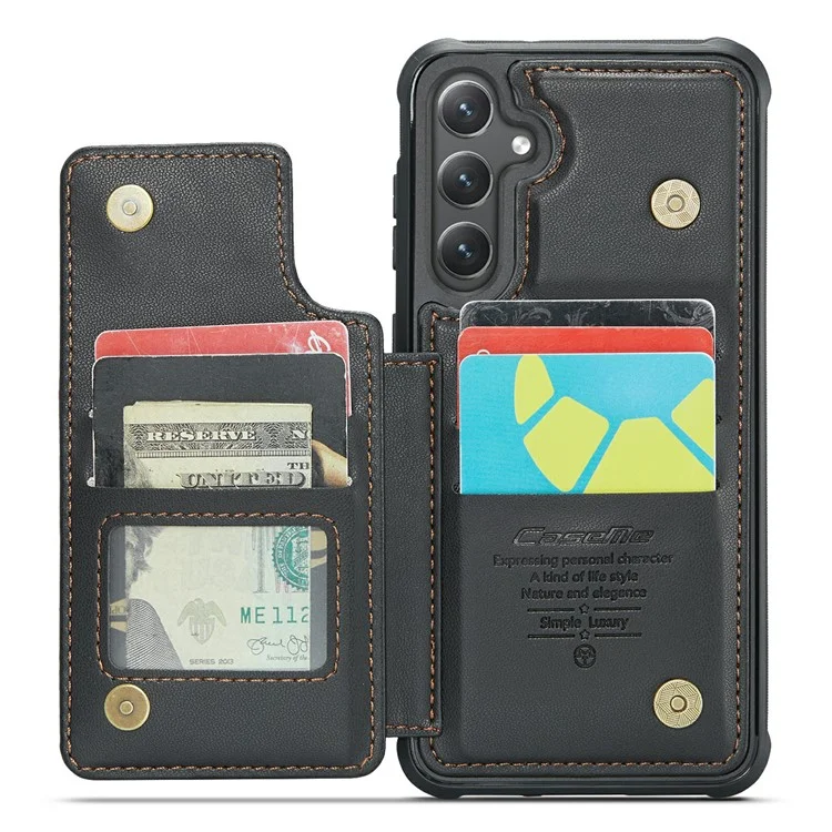 CASEME C22 Série Pour Samsung Galaxy S24+ Étui RFID Blocking Kickstand Housse de téléphone - Noir