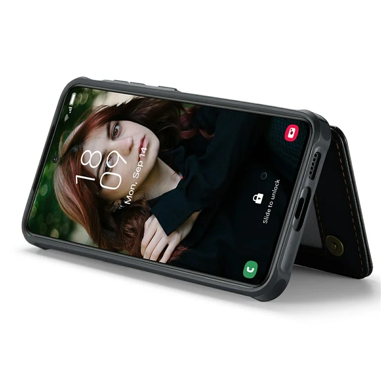 CASEME C22 Série Pour Samsung Galaxy S24+ Étui RFID Blocking Kickstand Housse de téléphone - Noir