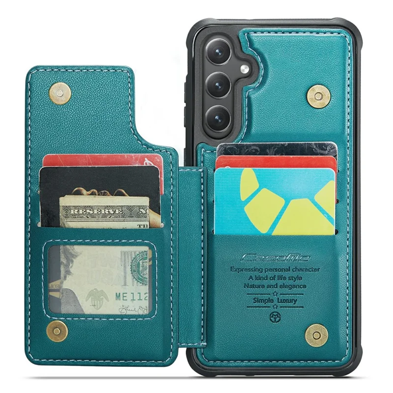For Samsung Galaxy S24+ Phone Case CASEME C22 Leather Back Cover with RFID Blocking Card Slots - Green