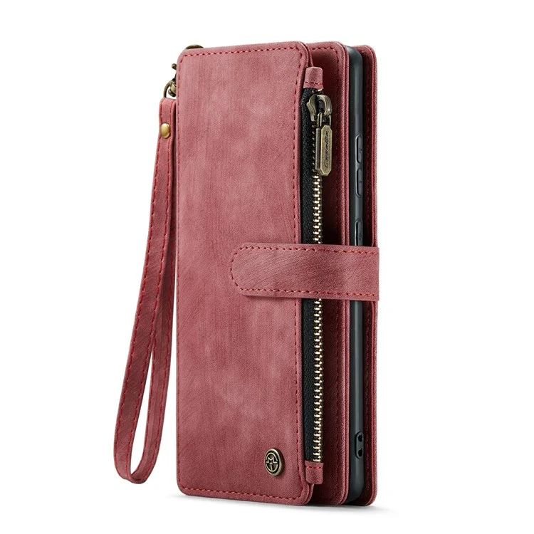 CASEME C30 Series para Samsung Galaxy S24+ Case 10 Suporte para Cartão Capa de Telefone de Couro - Vermelho