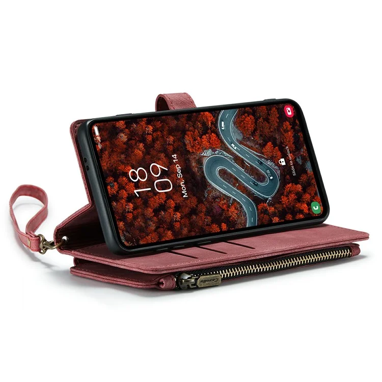 CASEME C30 Series para Samsung Galaxy S24+ Case 10 Suporte para Cartão Capa de Telefone de Couro - Vermelho