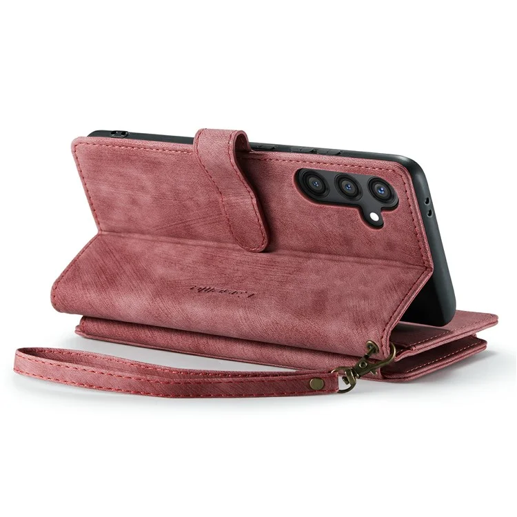 CASEME C30 Series para Samsung Galaxy S24+ Case 10 Suporte para Cartão Capa de Telefone de Couro - Vermelho