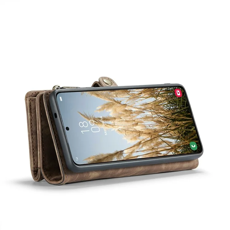 CASEME 008 Series para Samsung Galaxy S24 Capa de Couro Magnética Destacável - Marrom