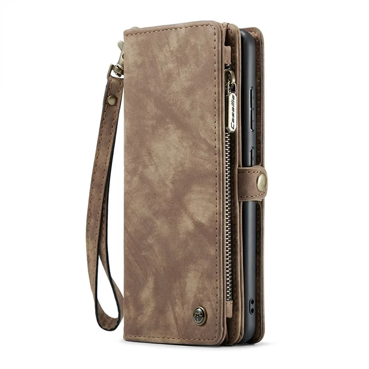 For Samsung Galaxy S24+ Phone Cases CASEME Leather Cover with Detachable Wallet and Strap - Brown