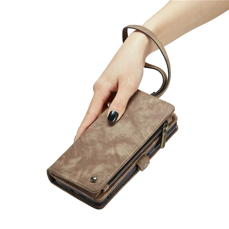 For Samsung Galaxy S24+ Phone Cases CASEME Leather Cover with Detachable Wallet and Strap - Brown
