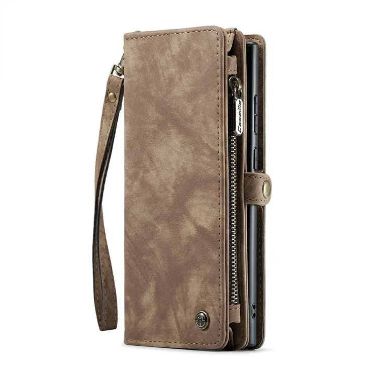 CASEME 008 Series для Samsung Galaxy S24 Ultra Кожаный чехол Съемный бумажник Чехол для телефона - Brown