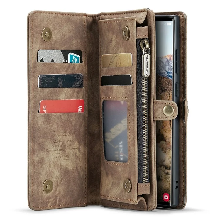 CASEME 008 Series для Samsung Galaxy S24 Ultra Кожаный чехол Съемный бумажник Чехол для телефона - Brown