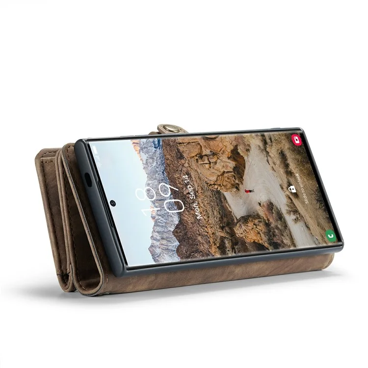 CASEME 008 Series для Samsung Galaxy S24 Ultra Кожаный чехол Съемный бумажник Чехол для телефона - Brown
