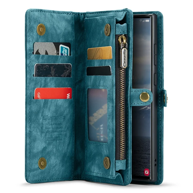 For Samsung Galaxy S24 Ultra Phone Cases CASEME 008 Leather Cover with Detachable Wallet and Strap - Blue