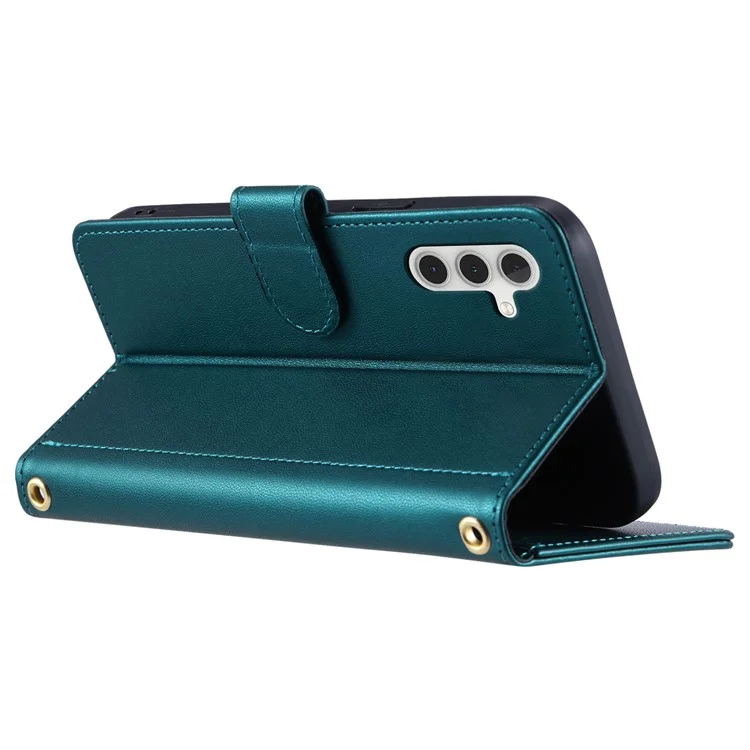 For Samsung Galaxy S23 FE Magnetic Phone Case Rhombus Grid Shockproof Cover - Green