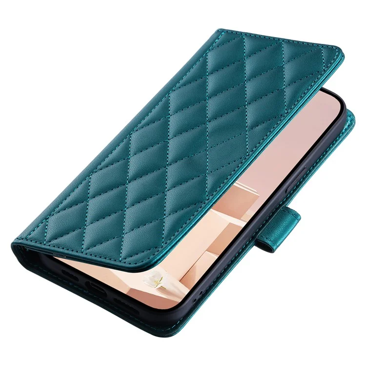 Pour Samsung Galaxy S22 Ultra 5G Étui Rhombus Grid Crossbody Wallet Phone Protector - Vert
