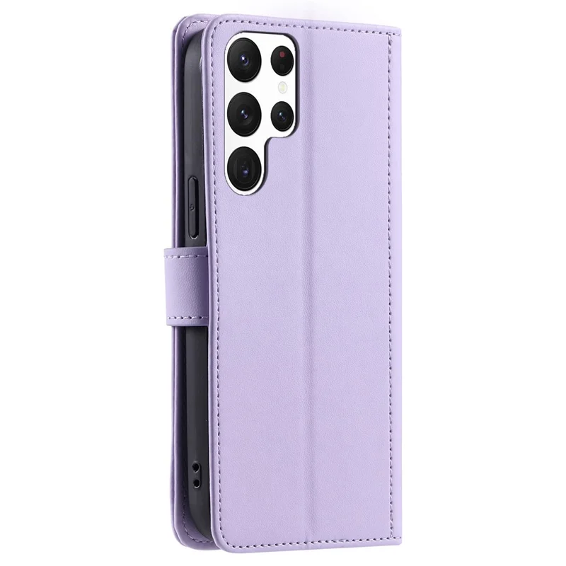For Samsung Galaxy S23 Ultra Case Wallet Phone Cover with Shoulder Strap and Hand Strap - Purple