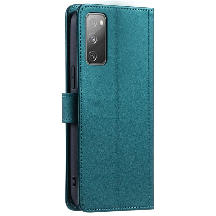 For Samsung Galaxy S20 FE / S20 FE 5G / S20 FE 2022 / S20 Lite Case Leather Wallet Cover with Straps - Green