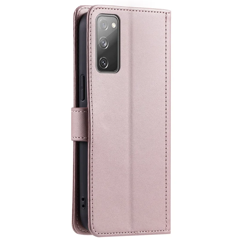 For Samsung Galaxy S20 FE / S20 FE 5G / S20 FE 2022 / S20 Lite Case Leather Wallet Cover with Straps - Rose Gold