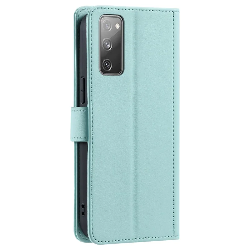 For Samsung Galaxy S20 FE / S20 FE 5G / S20 FE 2022 / S20 Lite Case Leather Wallet Cover with Straps - Mint Green