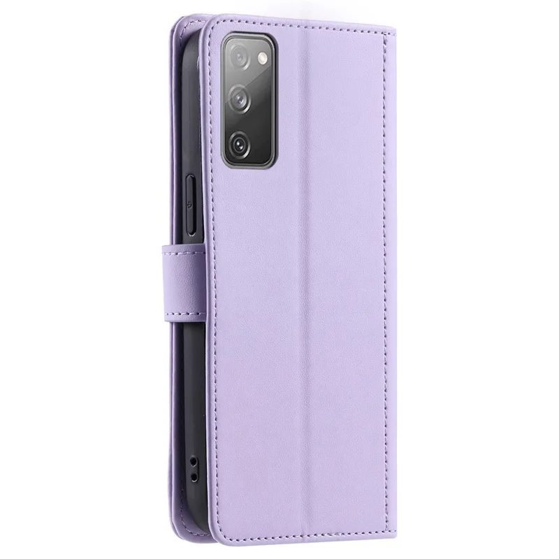 For Samsung Galaxy S20 FE / S20 FE 5G / S20 FE 2022 / S20 Lite Case Leather Wallet Cover with Straps - Purple