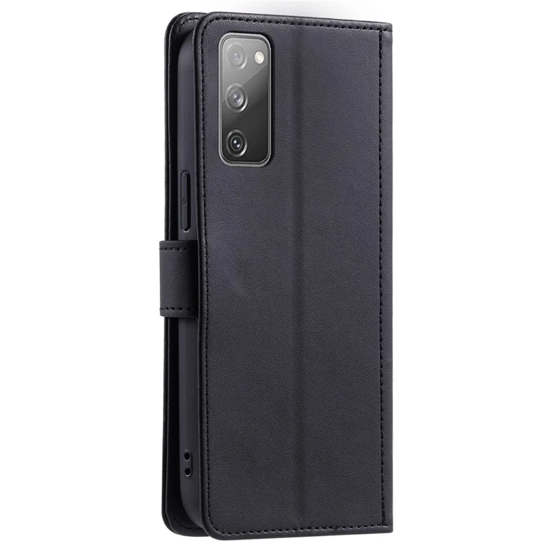 For Samsung Galaxy S20 FE / S20 FE 5G / S20 FE 2022 / S20 Lite Case Leather Wallet Cover with Straps - Black
