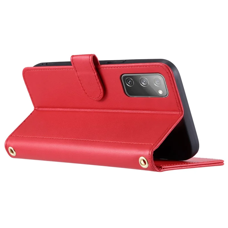 Para Samsung Galaxy S20 FE / S20 FE 5G / S20 FE 2022 / S20 Lite Funda Cartera de Cuero con Correas - Rojo