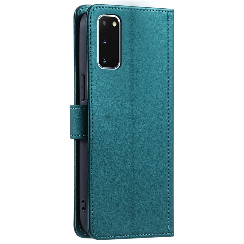 For Samsung Galaxy S20 4G / 5G Leather Case with Shoulder Strap Phone Wallet Cover - Green