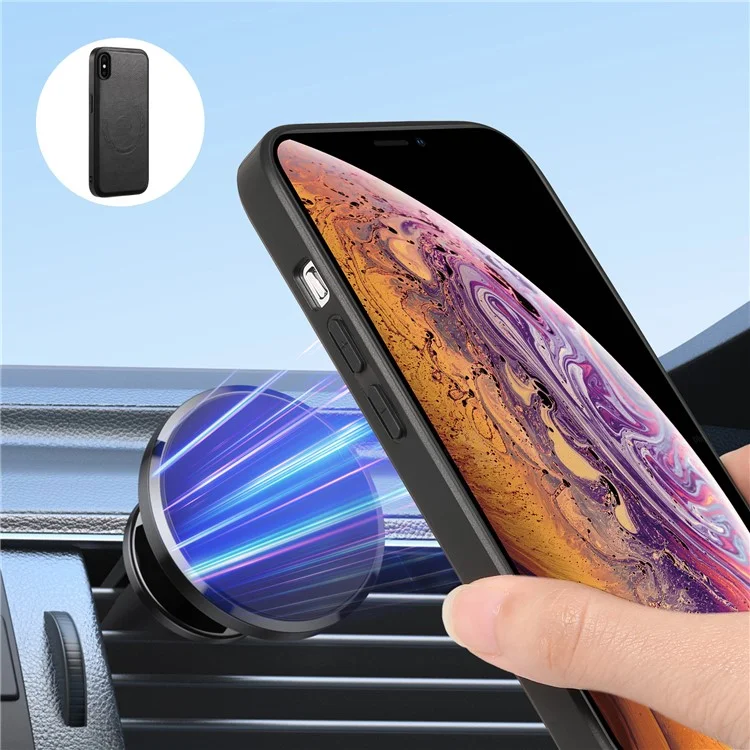 DENIOR Per iPhone XR Custodia in Pelle PU Copertina Posteriore del Telefono Compatibile con Magsafe - Nero