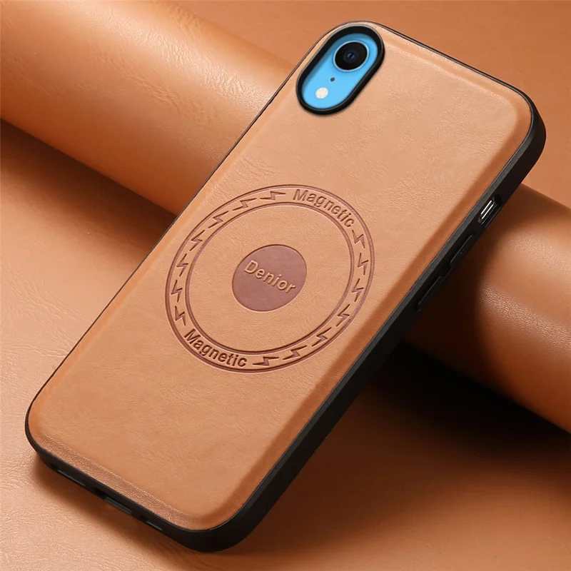 DENIOR Чехол для iPhone XR, кожаный чехол для телефона, совместимый с Magsafe - хаки