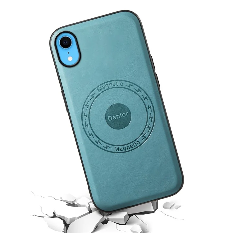 DENIOR For iPhone XR Case PU Leather Phone Back Cover Compatible with Magsafe - Blue
