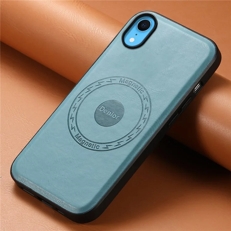 DENIOR For iPhone XR Case PU Leather Phone Back Cover Compatible with Magsafe - Blue