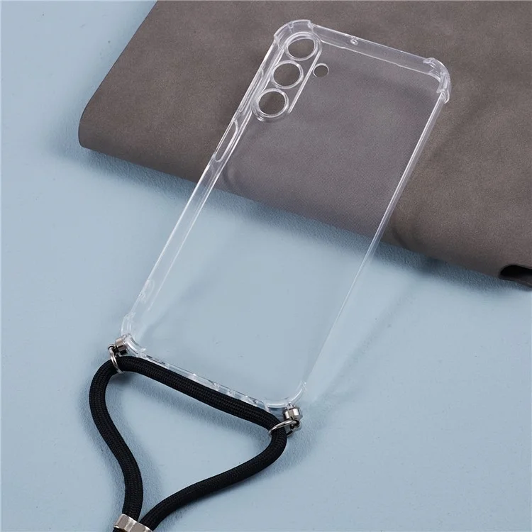 For Samsung Galaxy A35 5G Case Air-Guard Corners Protection TPU Phone Cover with Lanyard